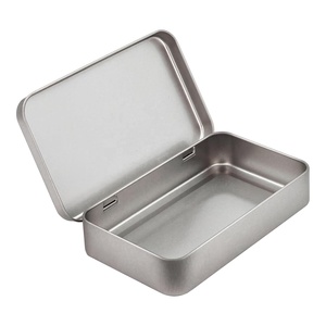 Atacado Retangular Metal Empty Hinged Containers Caixas De Metal Para Armazenamento