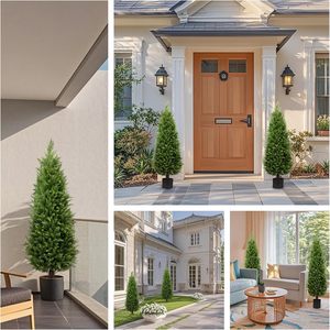High Quality 5ft Artificial Cedar <strong>Tree</strong> Faux <strong>Tree</strong> Bonsai Green Bonsai Artificial Cedar <strong>Tree</strong> for Outdoor Front Porch Decoration - Product Image 3