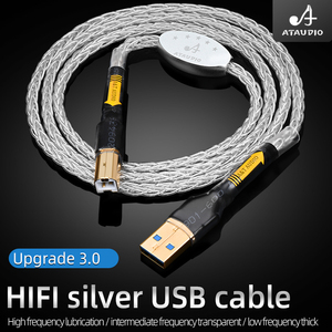 HIFI Pure Silver <strong>USB</strong> <strong>Optical</strong> Cable 3.0 Fast 3A Charging PVC Jacket A-B Port DAC Data Decoding Computer Mixer <strong>USB</strong> Cable Upgrade - Product Image 3