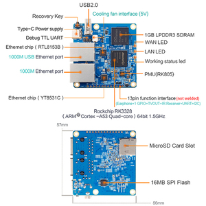 Orange Pi R1 Plus LTS 1GB RAM Rockchip RK3328 Open Source Single Board-Gehäuse Optionaler Computer Run Android 9 Ubuntu Debian OS - Product Image 4