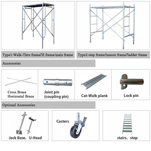 Low Price H <strong>Frame</strong> <strong>Scaffolding</strong> Sizes <strong>Movable</strong> <strong>Frame</strong> <strong>Scaffolding</strong> Stand <strong>Frame</strong> <strong>Scaffolding</strong> for Building - Product Image 3