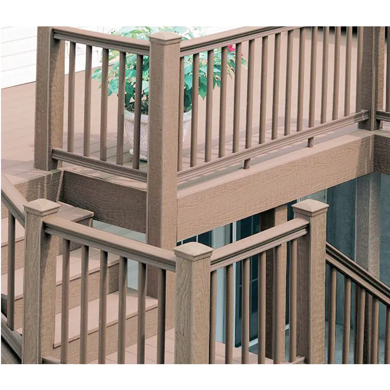 Outdoor exterior terrace balustrade handrail balcony stairs commercial wpc wood railing set