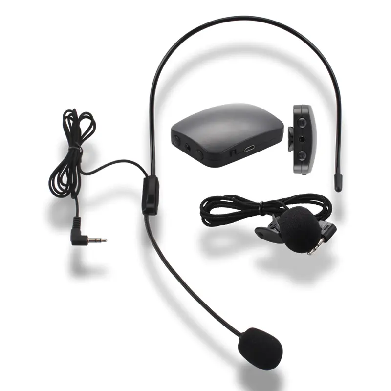 Stabiele Lange Frequentie Fm Headset Lavalier Clip 2 In 1 Draadloze Reporter Mic Speaker Mic Draadloze Mini Microfoon