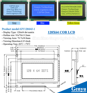 Carattere blu lcd 16x2 Display personalizzato fabbrica giallo-verde COB 128x64 schermo LCD monocromatico modulo LCD 20x4 caratteri - Product Image 5
