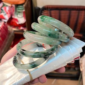Yüksek kaliteli kadın çiçek Jadeite bilezik tipi B doğal yeşim moda bileklik kadınlar için 54 ~ 60mm hediye - Product Image 3