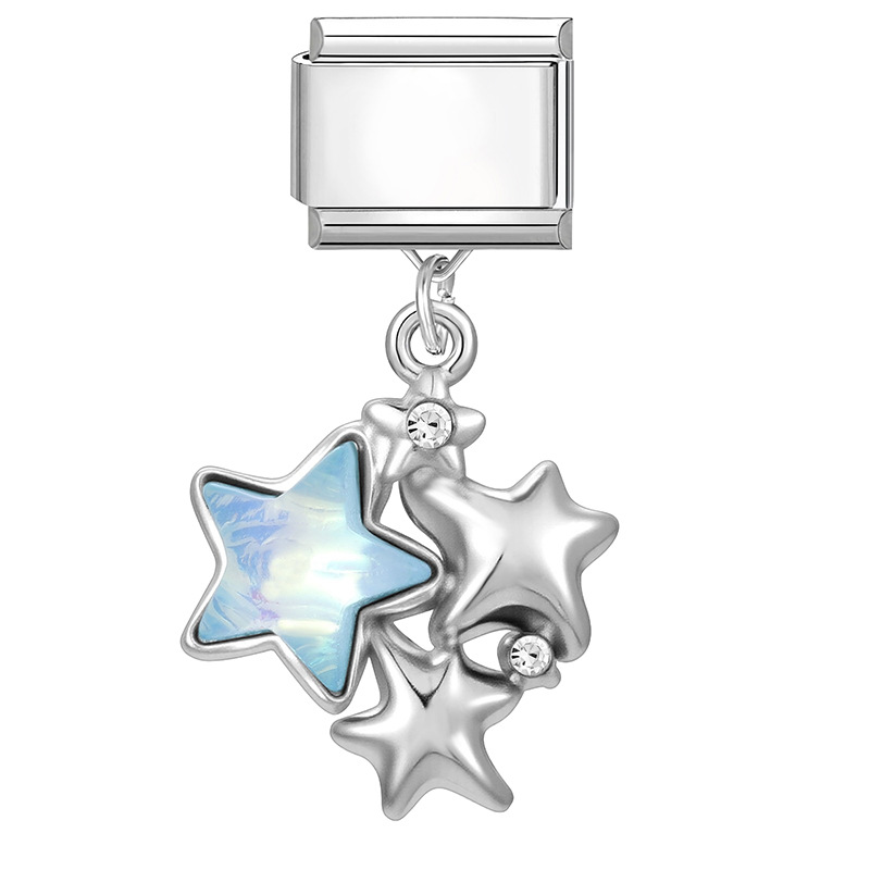 Steel pendant-blue five-pointed star silver
