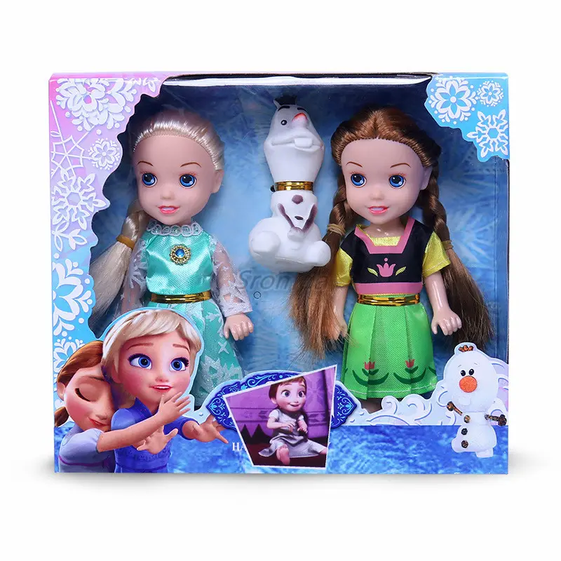 Mini bambole all'ingrosso Elsa Anna Olaf Dolls 3 pz/set Princess PVC Toys Elsa Anna promozione regalo per ragazze