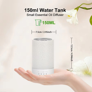 Diffusore di aromi ad ultrasuoni da 150ml Mini umidificatore d'aria crepa Design USB alimentato da 7 luci a LED a colori per la casa, camera da letto - Product Image 3