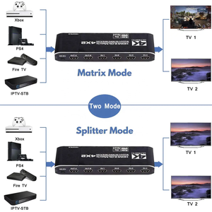 4x2 4K/60Hz HDMI矩阵4进2出HDMI2.0b切换器HDCP2.2分路器光学和L/R音频输出，带遥控器的定标器EDID - Product Image 3