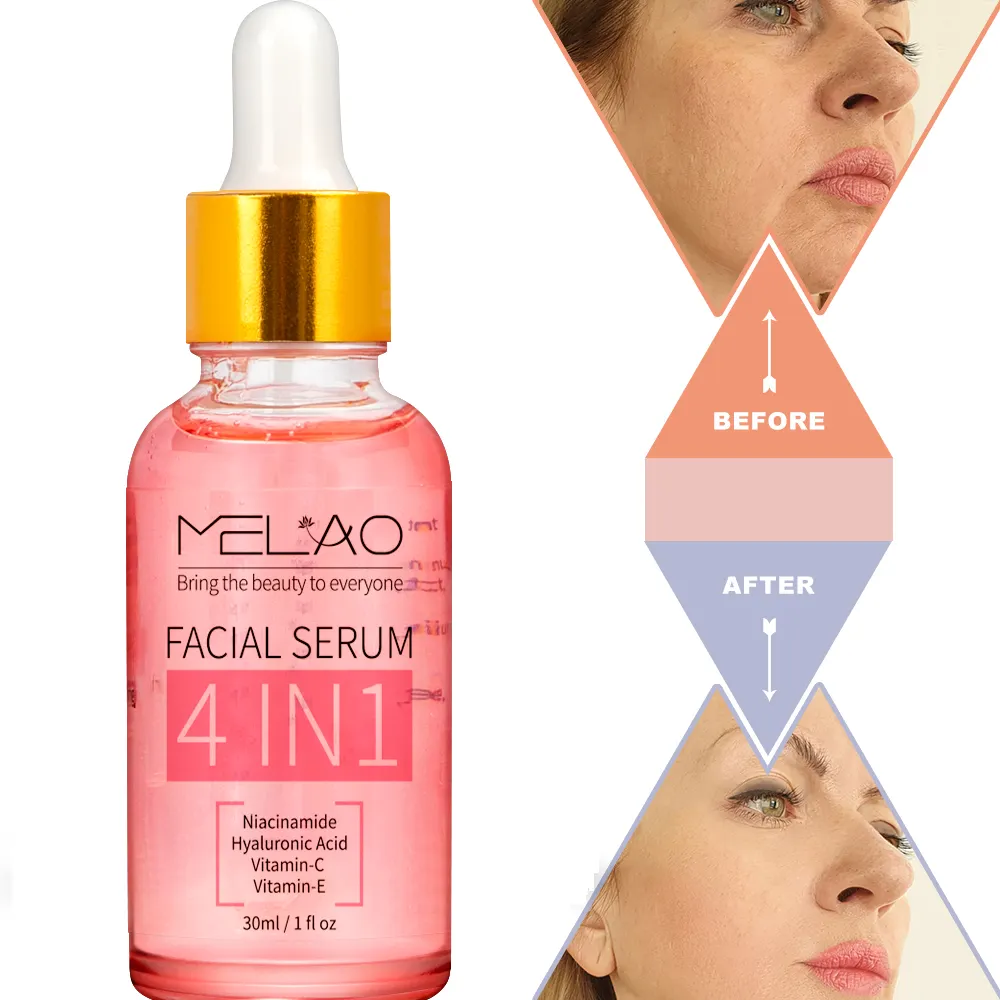 Organisches natürliches Anti-Aging-Vitamin C-Gesichts serum White ning Collagen Niacin amid Hyaluron säure Vitamin E-Gesichts serum 4 In 1