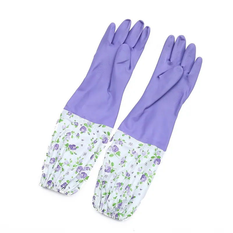 Теплые толстые флисовые Полиуретановые защитные водонепроницаемые резиновые перчатки с длинным рукавом для работы по дому и мытья посуды защитные перчатки
