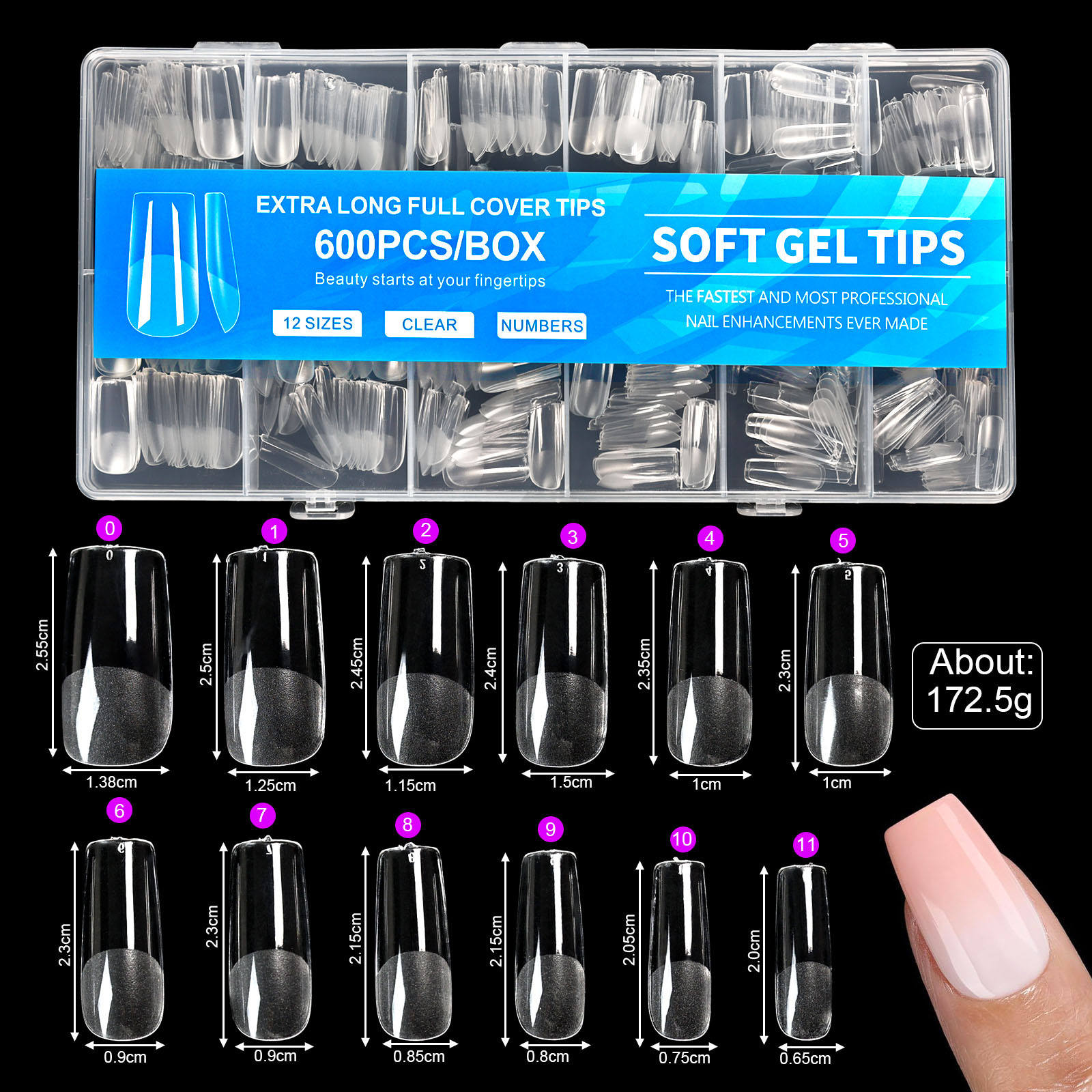 Free of carving and grinding semi-matte nail tips 600pcs06 #