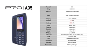 最新的Ipro A35 2g酒吧手机4sim卡MTK老年人使用2.4英寸屏幕带摄像头gsm功能手机 - Product Image 2