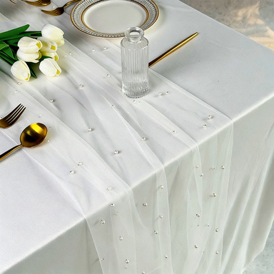 White gauze and white beads