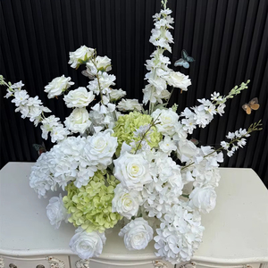 豪华婚礼桌摆件人造60厘米白玫瑰绣球花球婚礼活动桌入口装饰