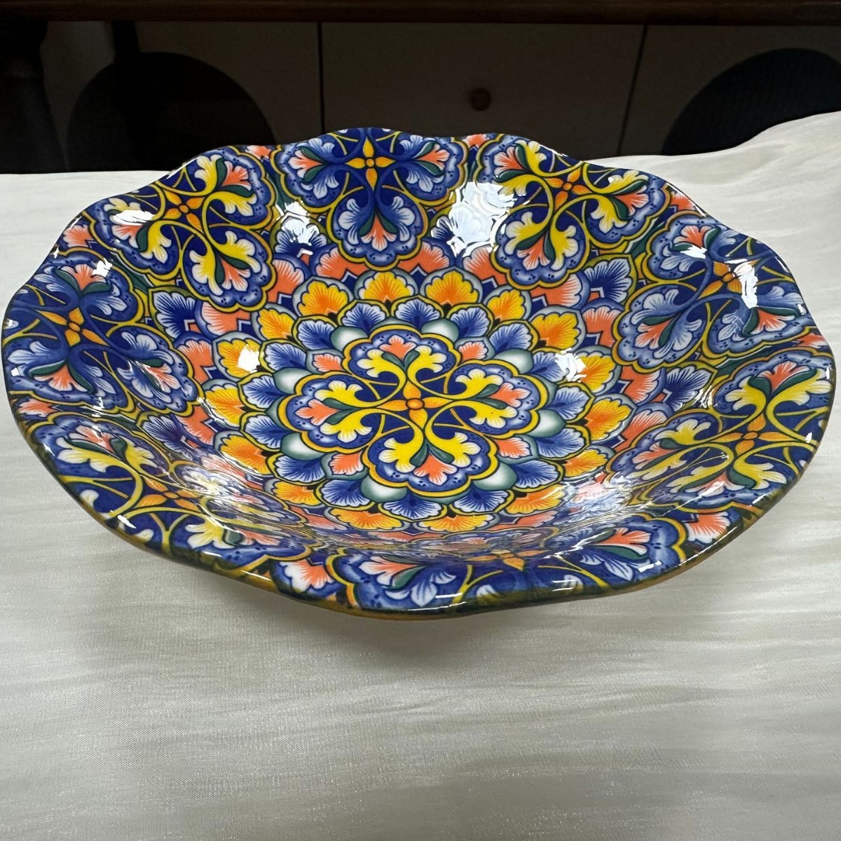 8inch lotus plate/pa2062 blue sea flower cluster