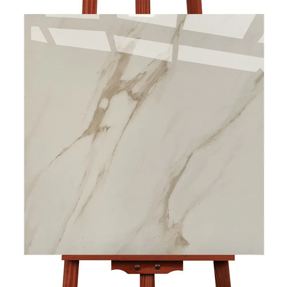 Mármore de corpo inteiro branco brilhante, para sala de estar, polido, telhas de cerâmica vidro 60x60cm