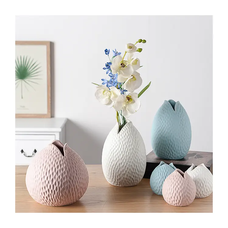 Vase à fleurs rond en céramique, de Style nordique, joli vase rond et plat pour la décoration de la maison, livraison gratuite