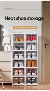 Nhựa PP hiện đại có thể gập lại hộp lưu trữ giày với một tầng trong suốt cửa phòng khách giá giày - Product Image 4