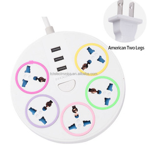 Enchufe de escritorio circular de estilo británico con placa de enchufe USB, placa de enchufe convertidor de enchufe de múltiples orificios para uso doméstico - Product Image 5
