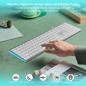 Diseño de tijeras Teclado silencioso Teclado con cable USB ultradelgado para tableta Teclados de computadora portátil Blanco - Product Image 3