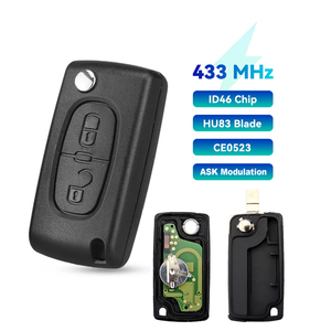 กุญแจรีโมทรถพับได้433MHz กุญแจรถพับได้2ปุ่มกุญแจรีโมท ID46 PCF7941กุญแจ <span class=keywords><strong>HU83</strong></span> peuot ได้รับการรับรอง CE 207