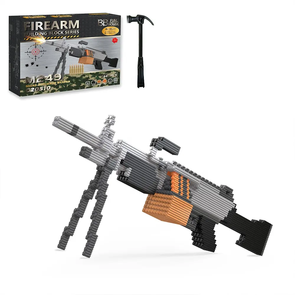 M249 Escuadrón Arma automática Arma de fuego Serie de bloques de construcción Juegos militares Pistola Escala de juguete Pistolas modelo de plástico