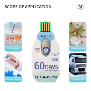 TempU <strong>Temperature</strong> <strong>and</strong> Humidity <strong>Data</strong> <strong>Logger</strong> Single Use PDF Report Recorder USB 10000 Points for Cold Chain - Product Image 6