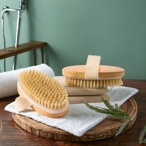 कारखाने की कीमत थोक प्राकृतिक घास लकड़ी का बोअर शुष्क त्वचा शरीर ब्रश गर्म करता है, बाहर स्नान ब्रश मालिश ब्रश मालिश शरीर ब्रश - Product Image 1