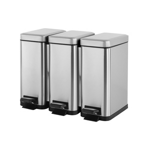 20L 2x10L Lixo de aço inoxidável <span class=keywords><strong>Bin</strong></span> retangular 2 compartimentos Indoor Foot <span class=keywords><strong>Sorting</strong></span> Lixeira para Reciclagem de Cozinha