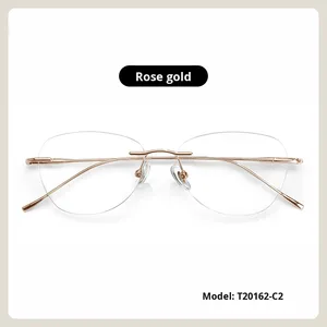 نظارات نسائية عالية الجودة من التيتانيوم العتيق بدون إطار ، وصفات طبية جديدة خفيفة للغاية ، عدسات متوافقة مع مظهر طبيعي - Product Image 6