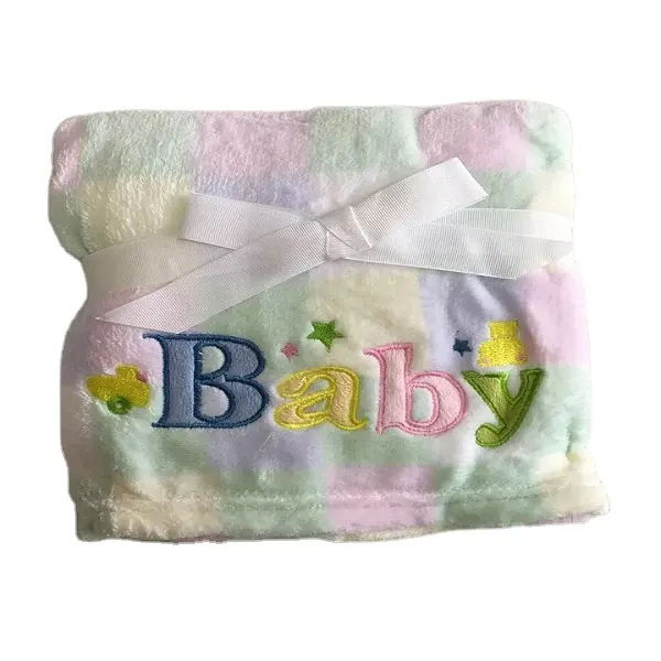 Couverture chaude imprimée en peluche brodée de haute qualité, jouets pour enfants, couverture chaude en flanelle pour bébé en cadeau, pièces