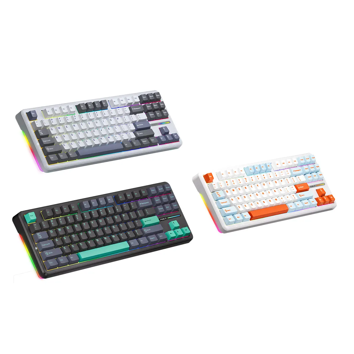 AULA Keys tuşları Rgb arkadan aydınlatmalı sıcak değiştirilebilir Anti gölgelenme klavye masaüstü Tablet Laptop için kablolu oyun mekanik klavye Oem