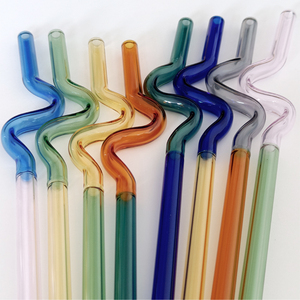 <strong>S</strong> Shape Twisted Glass Straws With Design Cute Curving Borosilicate Glass Straws in Bulk for <strong>Juice</strong> Milk Beverage Coffee Drinks - Product Image 6
