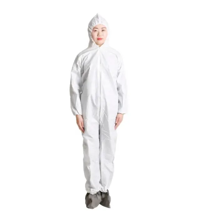 Camisola descartável tipo 56 pp, segurança impermeável, suíte médico químico branco ppes, isolar camisola com capuz