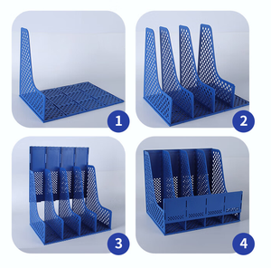 Excellent Office Desktop Four Column <strong>File</strong> Frame Durable Plastic Data Basket Four Link Blue <strong>File</strong> Rack - Product Image 2