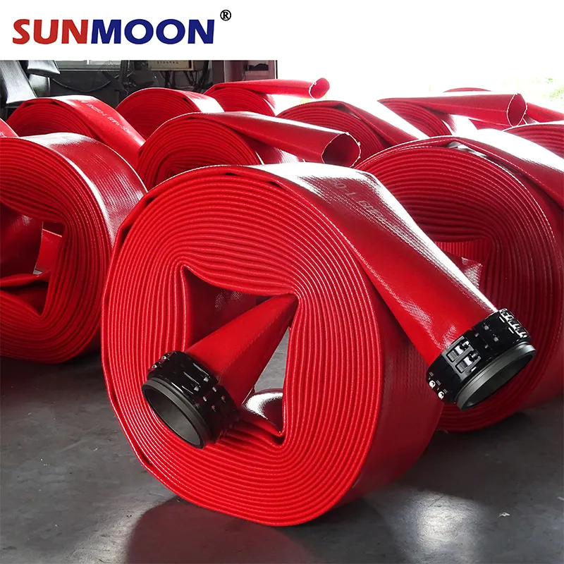 Red 500 Psi 6Inch Nước Giao Hàng Áp Lực Cao TPU Layflat Frac Slurry Hose