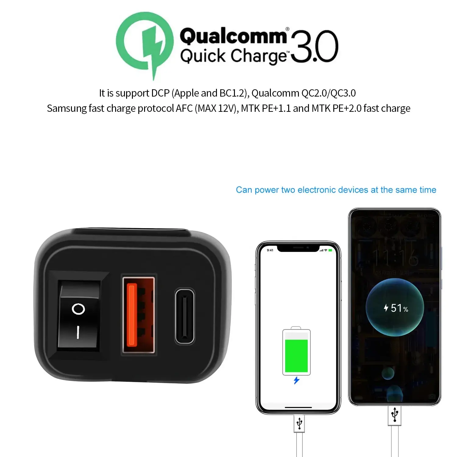 Chargeur USB de moto Type C Chargeur USB de téléphone portable pour charger