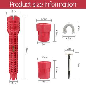 8-IN-1 kırmızı çok fonksiyonlu kaymaz musluk lavabo yükleyici su boru soket anahtarı - Product Image 3