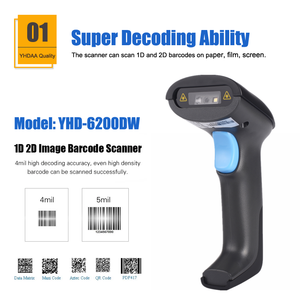 Escáner de código QR de largo alcance, lector de código de barras inalámbrico, inventario 2D, hecho en China, QR