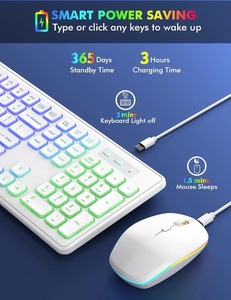 Juego de teclado y ratón inalámbricos retroiluminados RGB con estilo y ahorro de energía con 108 teclas y 2000 DPI para múltiples sistemas - Product Image 2