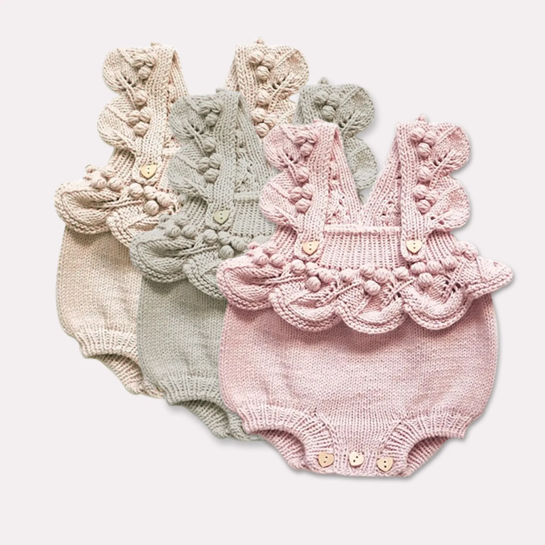 Mono tejido para bebé recién nacido de 0 a 18m, moda, liso, personalizado, venta al por mayor, suéteres, mono de punto para bebé