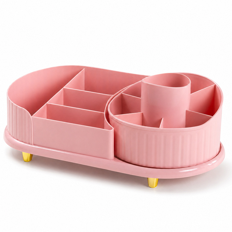 Pink desktop rotating storage box