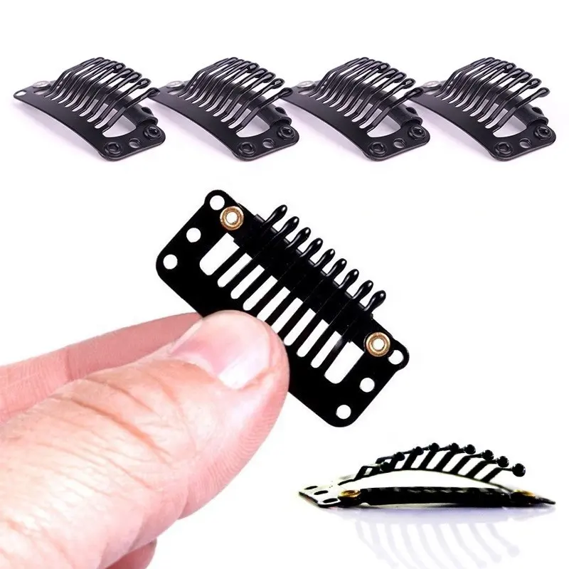 32mm Clip Dans Les Clips De Perruque D'extension De Cheveux Pour Les Cheveux Humains Frange Snap Pinces À Cheveux Pour Les Extensions Peigne En Métal Pour La Fermeture