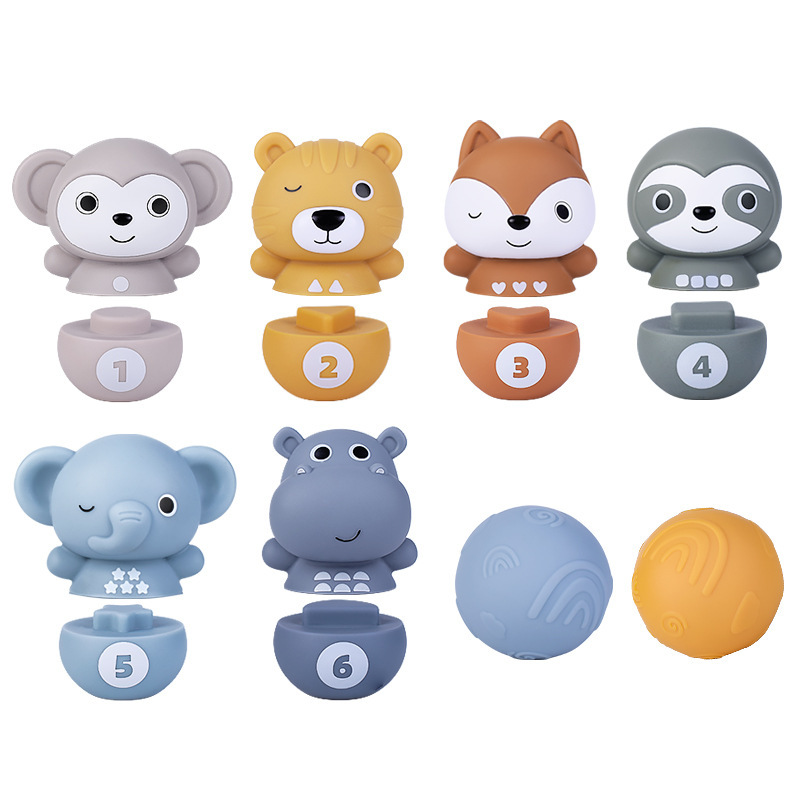 Soft rubber bowling ball 6 animals +2 balls