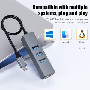 SYONG adattatore USB 3.0 A Ethernet, USB A & USB C Hub (3 x USB3.0), Hub 3.0 USB con adattatore Ethernet RJ45 10/100/1000 Gigabit - Product Image 5