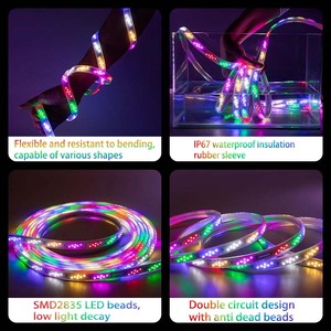 ชิป IP67 SMD2835 110V 220V ไฟ LED RGB เปลี่ยนสีอัจฉริยะเปลี่ยนสีได้6สี96LED 48LED 144LED วันคริสต์มาสกลางแจ้ง