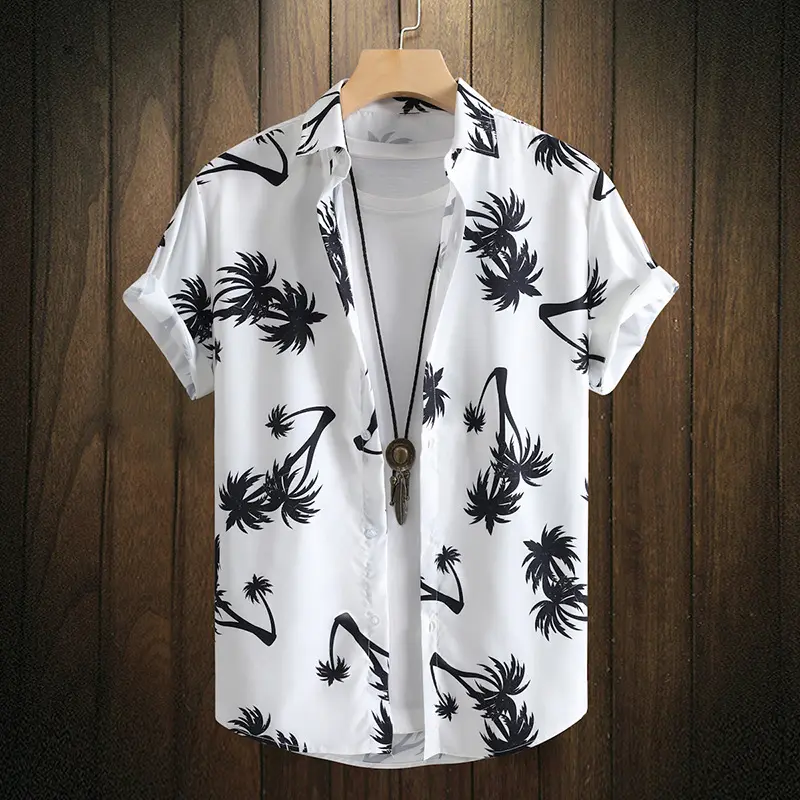 2023 Verão Nova Moda Masculina Camisa de Manga Curta Camisas Casuais Havaianas Atacado