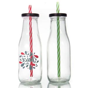 200ml 250ml 500ml 1L geniş ağız açık içecek içme süt su cam suyu şişeleri ile kap