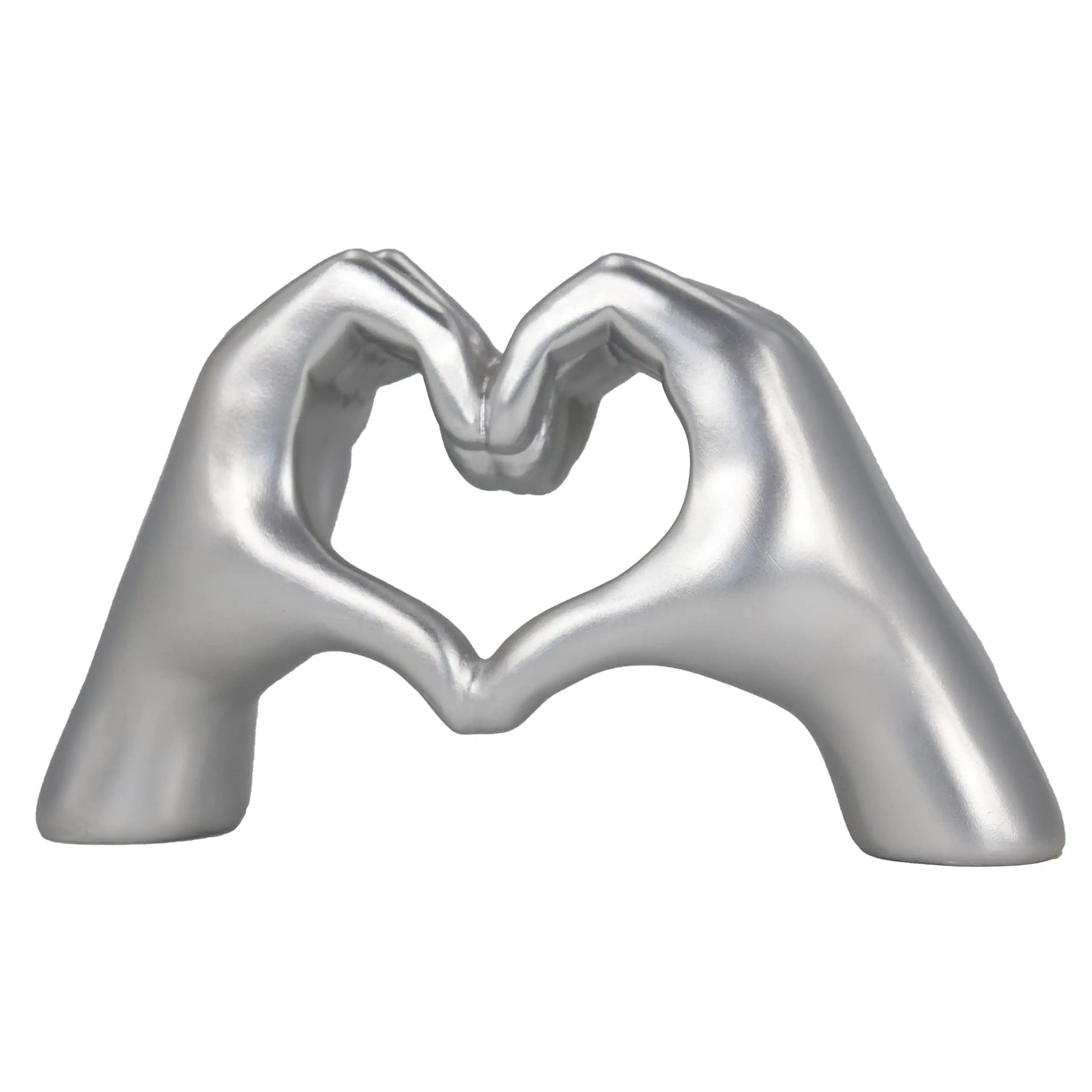 Moderno personalizado plata corazón gesto resina artesanía romántica amor escultura paz signo estatua mujeres artístico hogar figurita regalos
